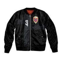 Custom Norwegian Football Bomber Jacket Norse Inspired Black Color - Wonder Print Shop