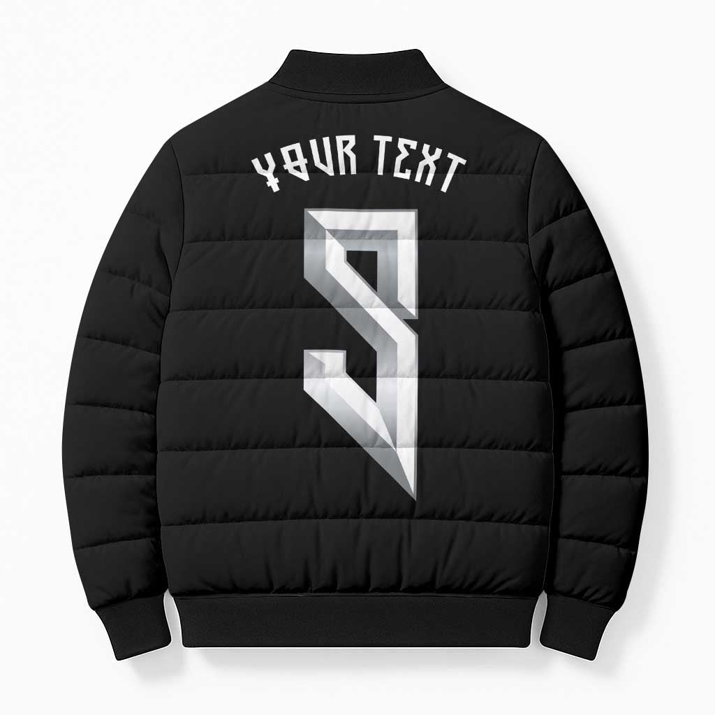 Custom Norwegian Football Bomber Puffer Jacket Norse Inspired Black Color - Wonder Print Shop