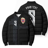 Custom Norwegian Football Bomber Puffer Jacket Norse Inspired Black Color - Wonder Print Shop