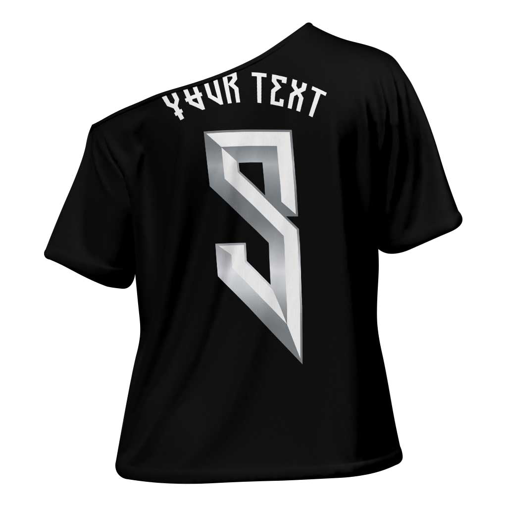 Custom Norwegian Football Cross Shoulder Shirt Norse Inspired Black Color - Wonder Print Shop