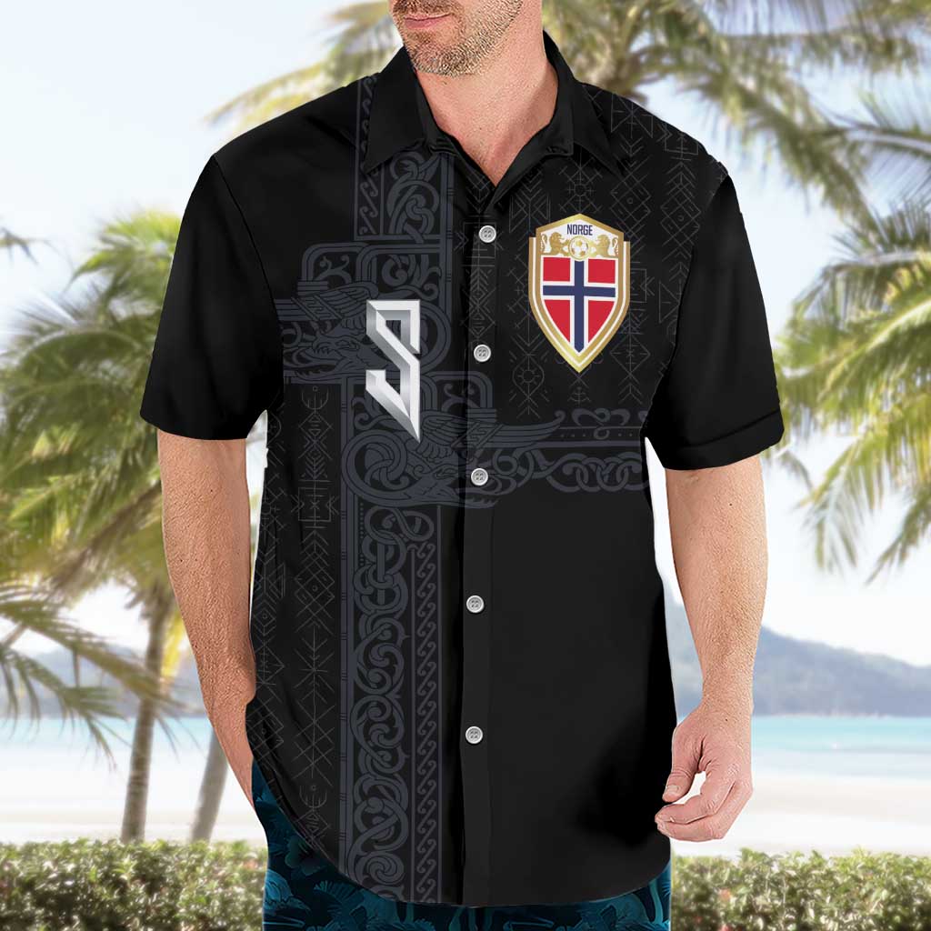 Custom Norwegian Football Hawaiian Shirt Norse Inspired Black Color - Wonder Print Shop