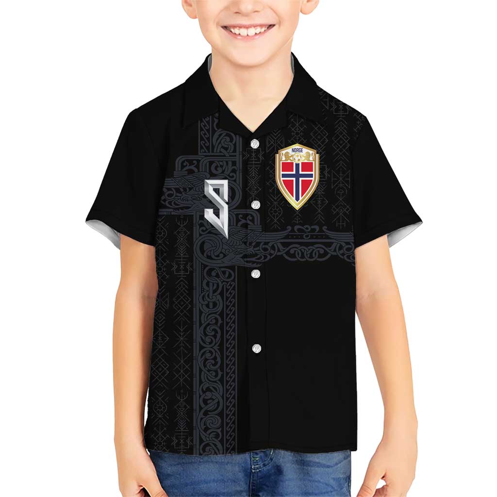 Custom Norwegian Football Kid Hawaiian Shirt Norse Inspired Black Color - Wonder Print Shop