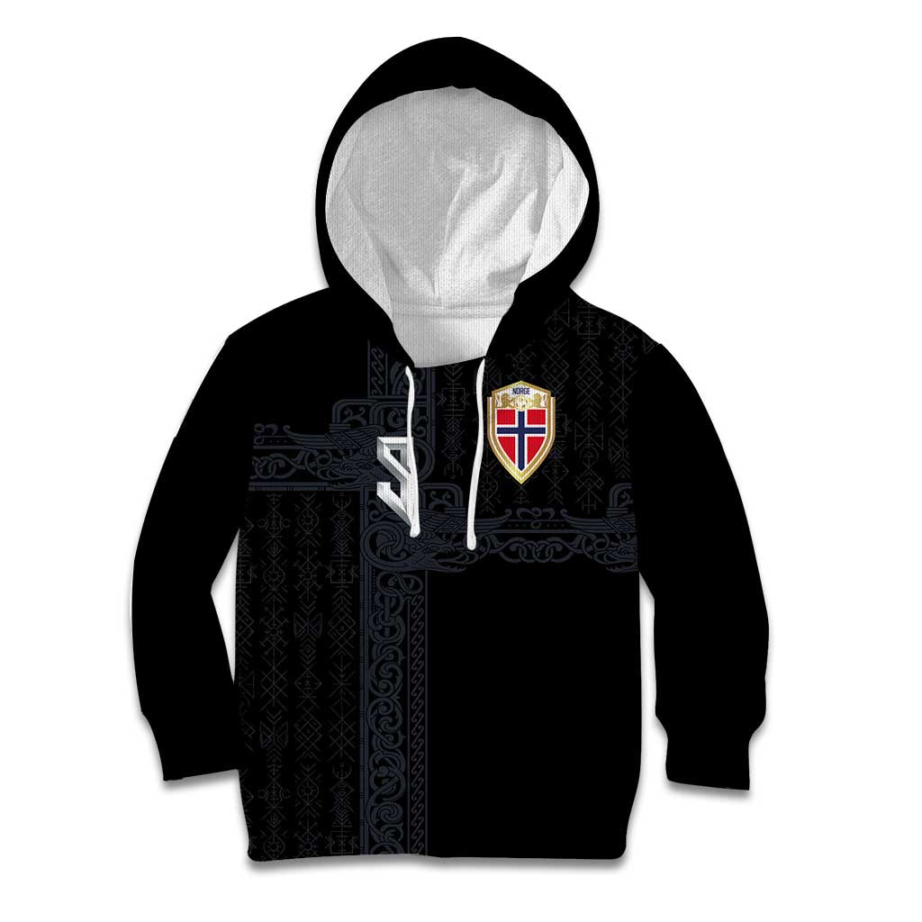 Custom Norwegian Football Kid Hoodie Norse Inspired Black Color - Wonder Print Shop
