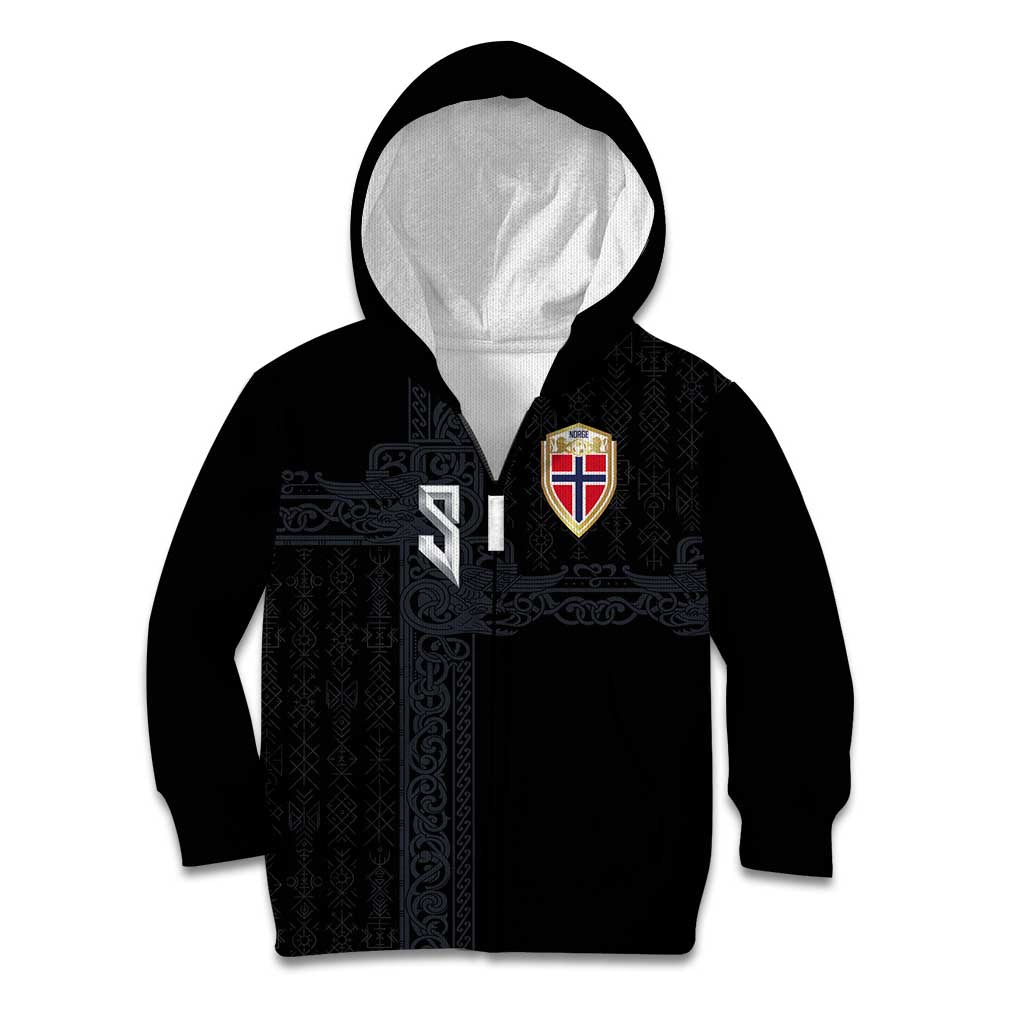 Custom Norwegian Football Kid Hoodie Norse Inspired Black Color - Wonder Print Shop