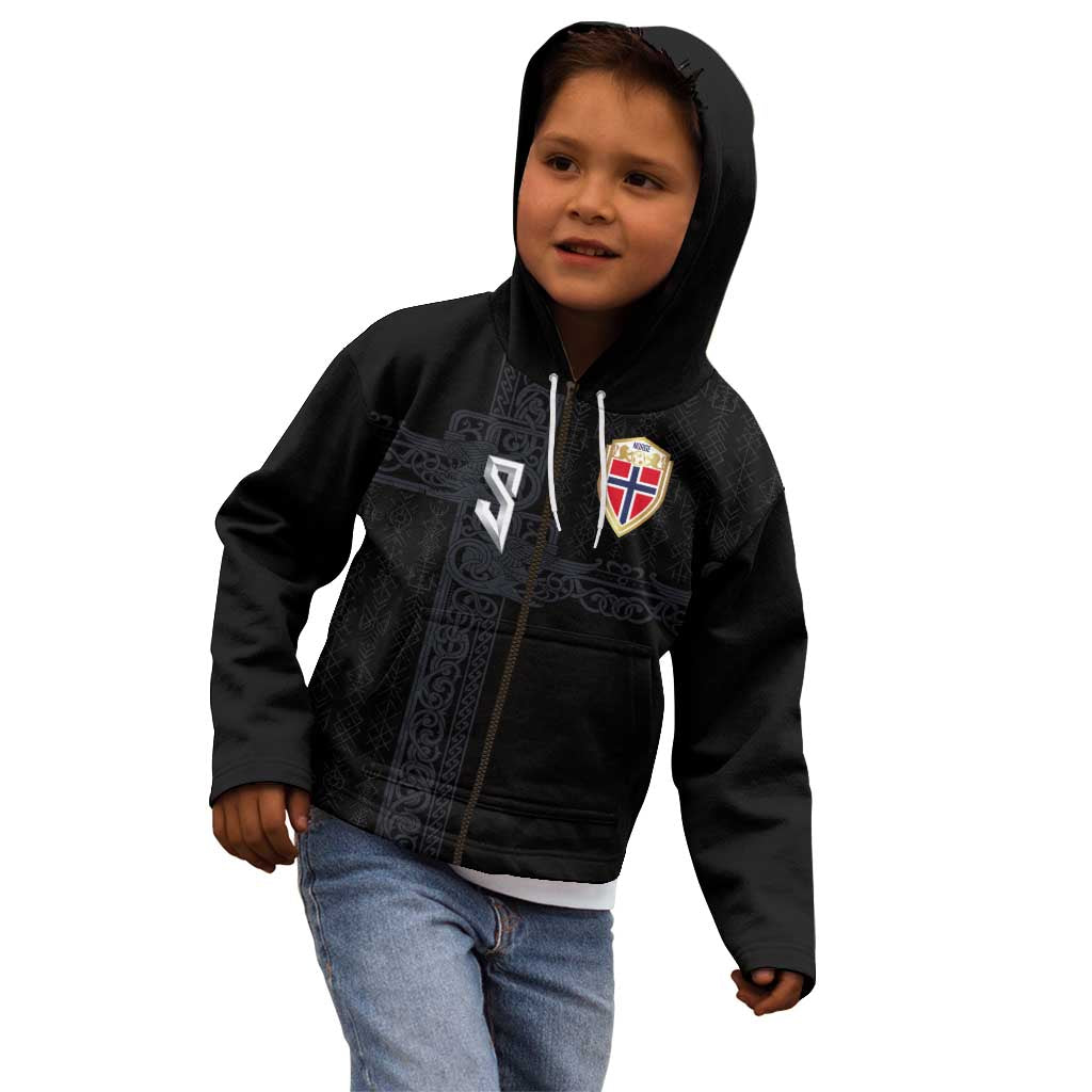 Custom Norwegian Football Kid Hoodie Norse Inspired Black Color - Wonder Print Shop