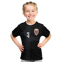 Custom Norwegian Football Kid T Shirt Norse Inspired Black Color - Wonder Print Shop