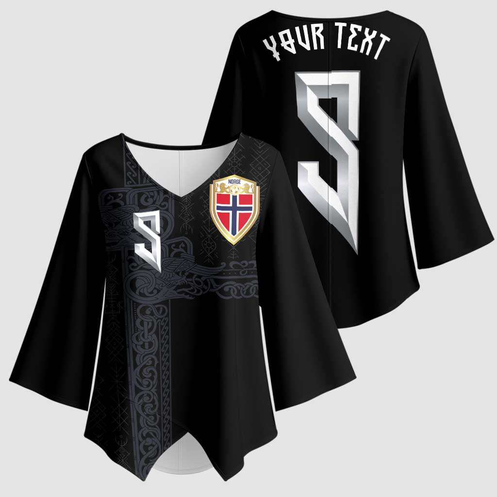 Custom Norwegian Football Kimono Sleeve Blouse Norse Inspired Black Color - Wonder Print Shop