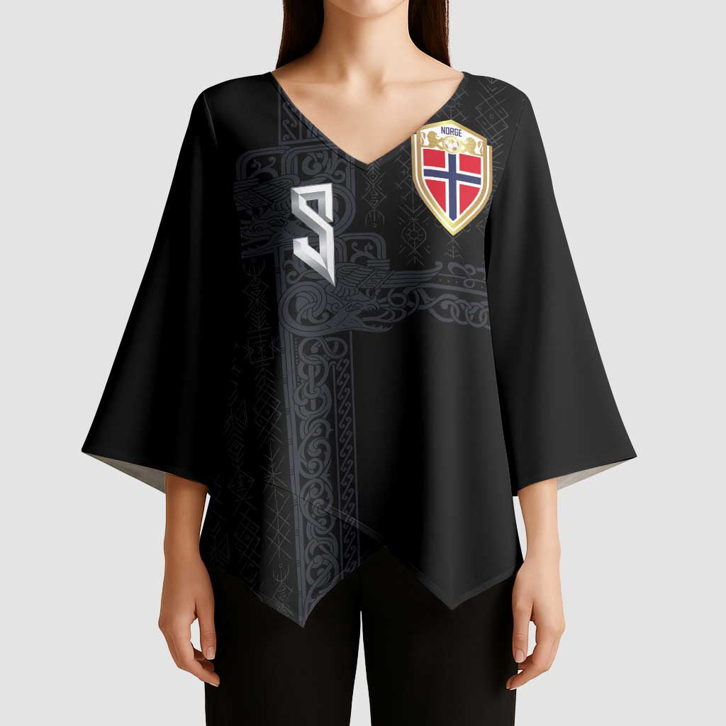 Custom Norwegian Football Kimono Sleeve Blouse Norse Inspired Black Color - Wonder Print Shop