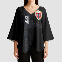 Custom Norwegian Football Kimono Sleeve Blouse Norse Inspired Black Color - Wonder Print Shop