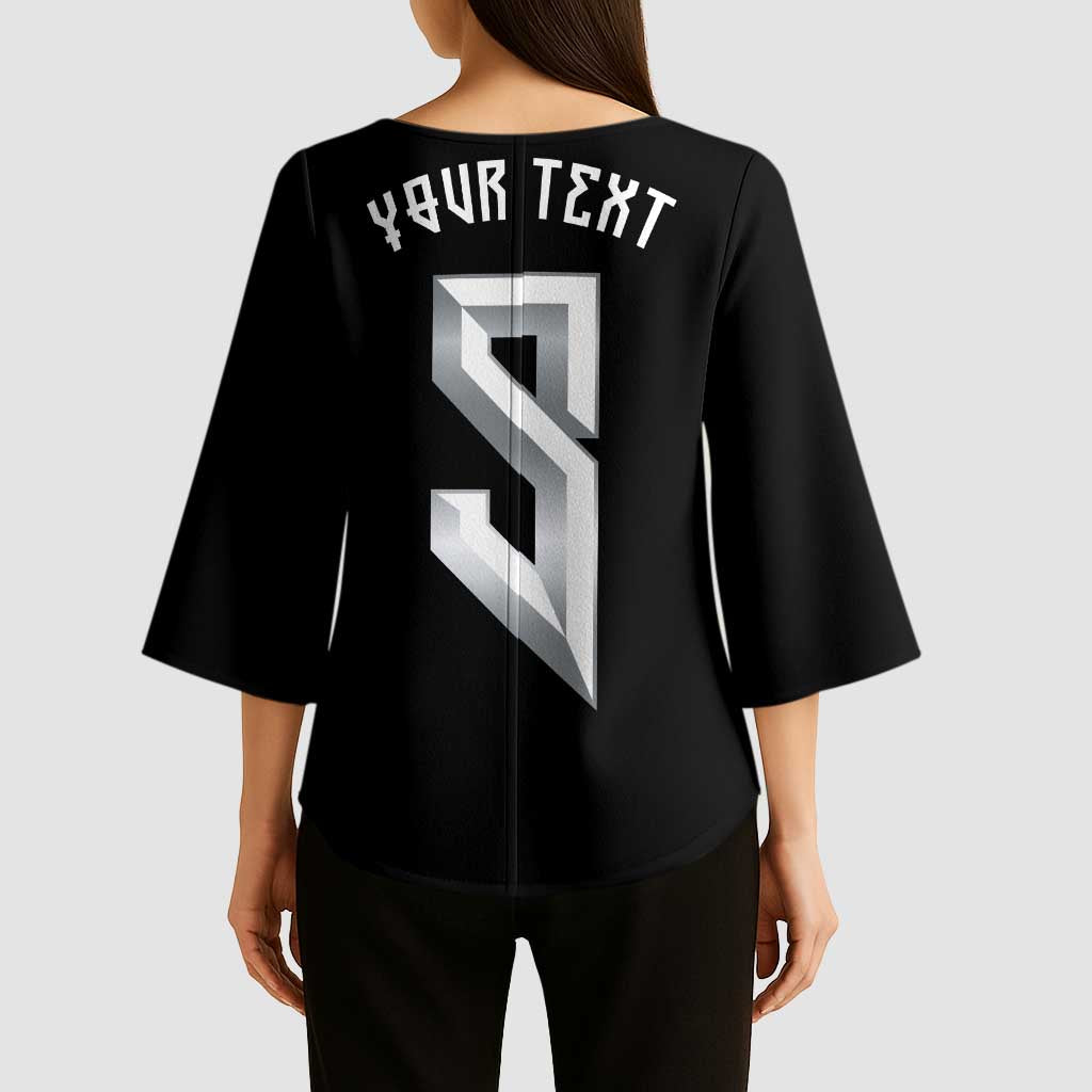Custom Norwegian Football Kimono Sleeve Blouse Norse Inspired Black Color - Wonder Print Shop
