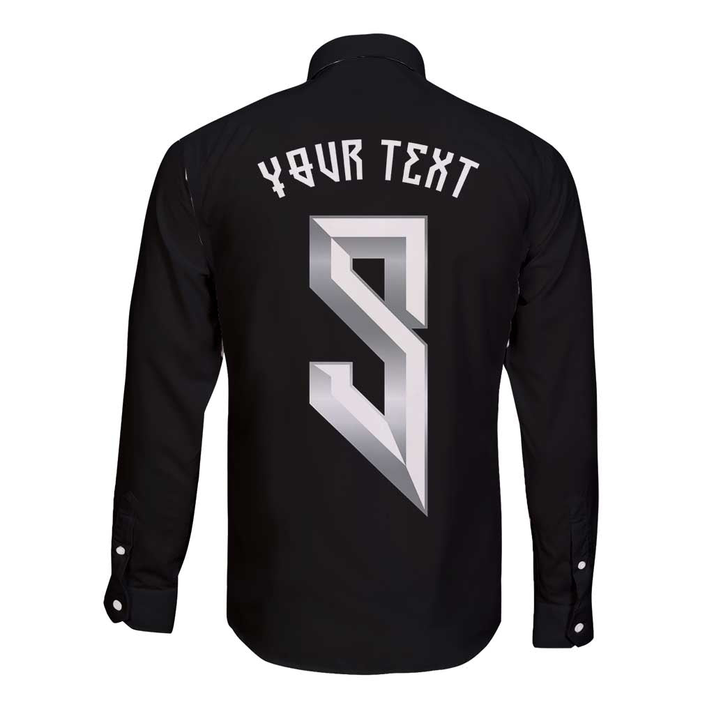 Custom Norwegian Football Long Sleeve Button Shirt Norse Inspired Black Color - Wonder Print Shop