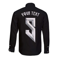 Custom Norwegian Football Long Sleeve Button Shirt Norse Inspired Black Color - Wonder Print Shop