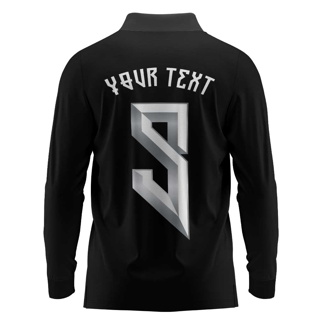 Custom Norwegian Football Long Sleeve Polo Shirt Norse Inspired Black Color - Wonder Print Shop