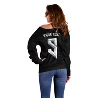 Custom Norwegian Football Off Shoulder Sweater Norse Inspired Black Color - Wonder Print Shop