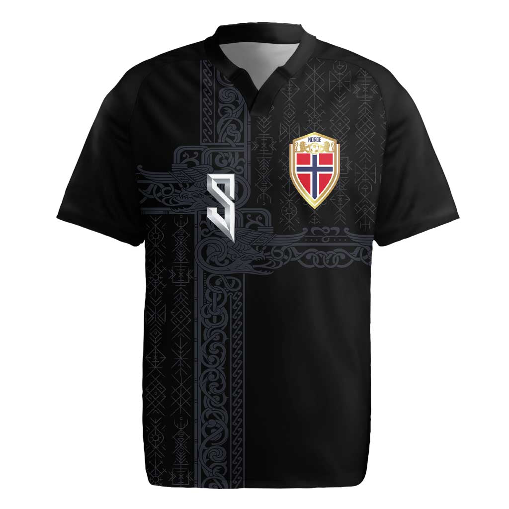 Custom Norwegian Football Rugby Jersey Norse Inspired Black Color - Wonder Print Shop