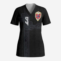 Custom Norwegian Football Scrub Top Norse Inspired Black Color - Wonder Print Shop