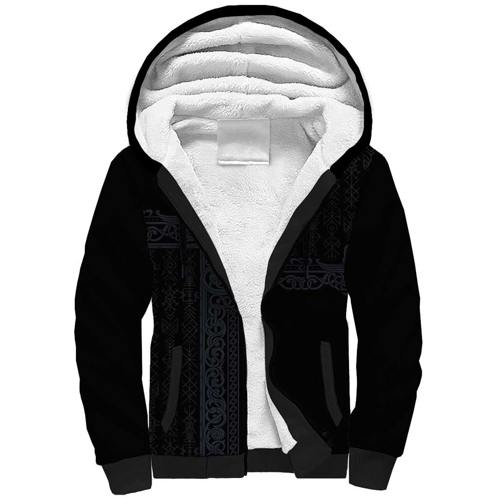 Custom Norwegian Football Sherpa Hoodie Norse Inspired Black Color - Wonder Print Shop