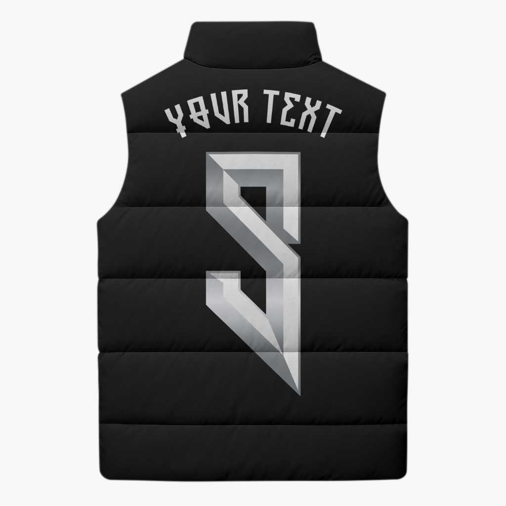 Custom Norwegian Football Sleeveless Puffer Jacket Norse Inspired Black Color - Wonder Print Shop