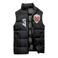 Custom Norwegian Football Sleeveless Puffer Jacket Norse Inspired Black Color - Wonder Print Shop