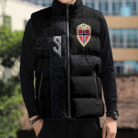 Custom Norwegian Football Sleeveless Puffer Jacket Norse Inspired Black Color - Wonder Print Shop