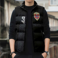 Custom Norwegian Football Sleeveless Puffer Jacket Norse Inspired Black Color - Wonder Print Shop