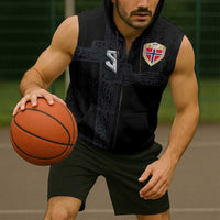 Custom Norwegian Football Sleeveless Zip Hoodie Norse Inspired Black Color - Wonder Print Shop