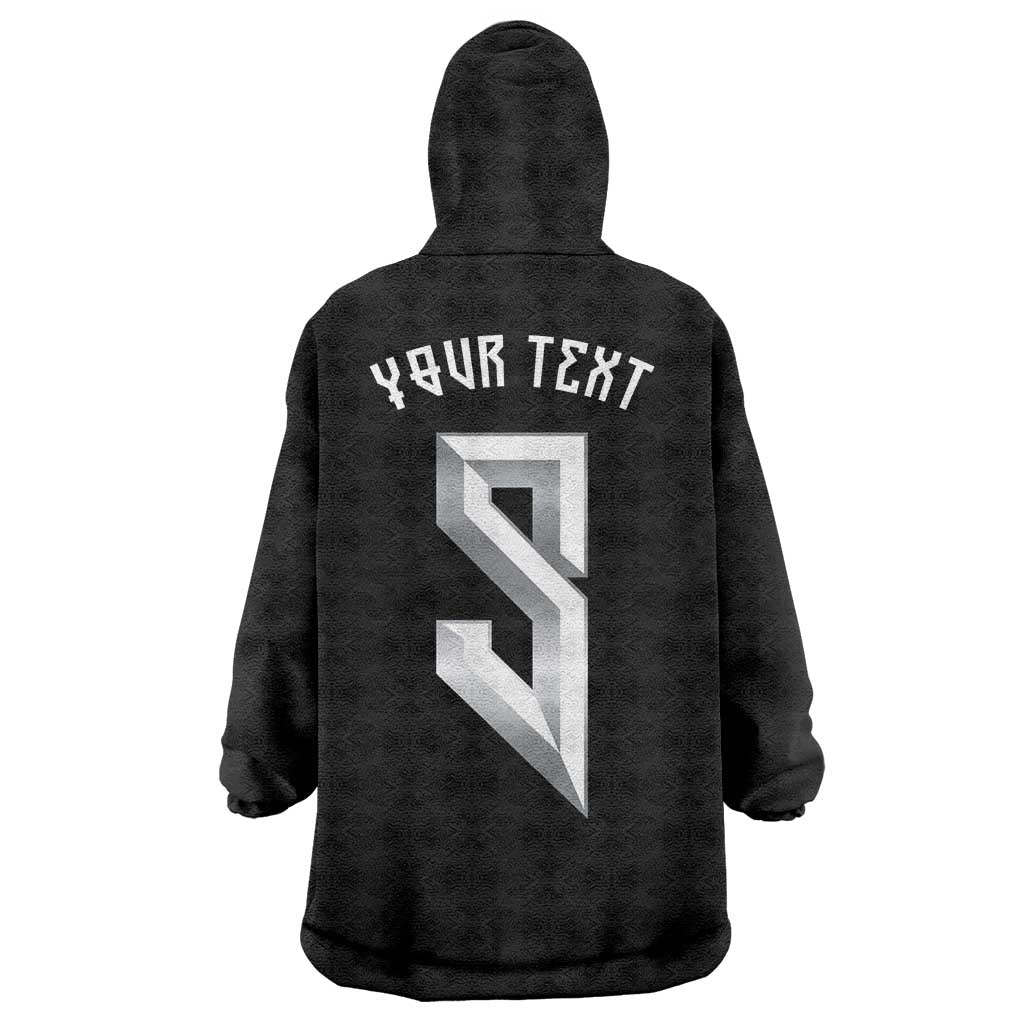 Custom Norwegian Football Wearable Blanket Hoodie Norse Inspired Black Color - Wonder Print Shop