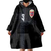 Custom Norwegian Football Wearable Blanket Hoodie Norse Inspired Black Color - Wonder Print Shop