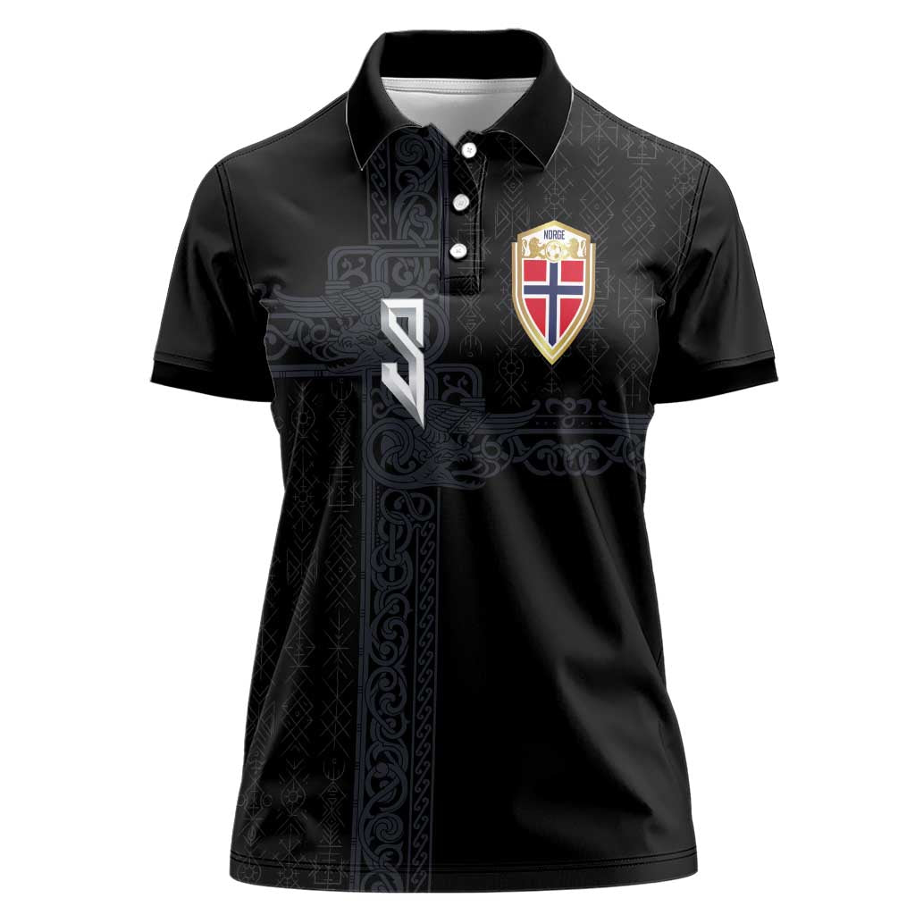 Custom Norwegian Football Women Polo Shirt Norse Inspired Black Color - Wonder Print Shop