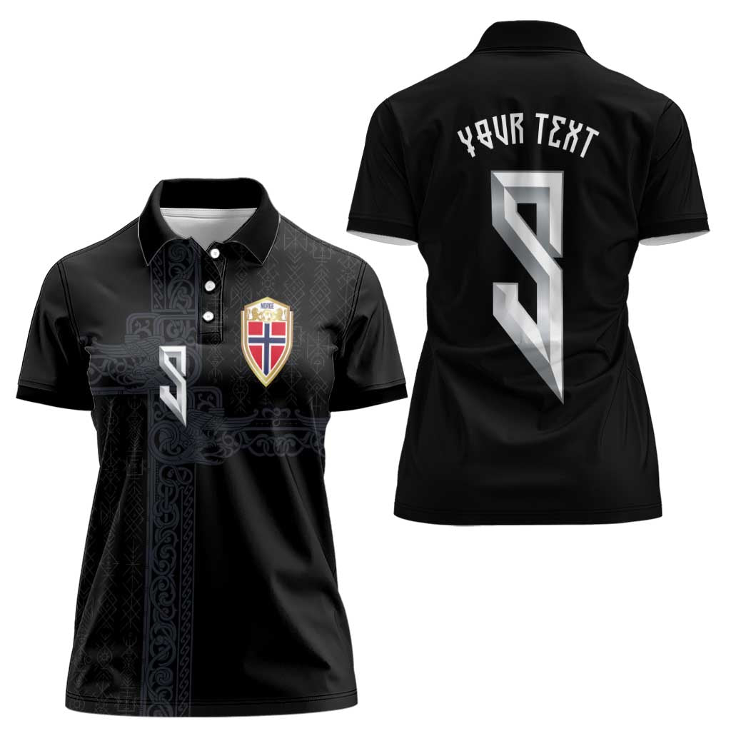 Custom Norwegian Football Women Polo Shirt Norse Inspired Black Color - Wonder Print Shop