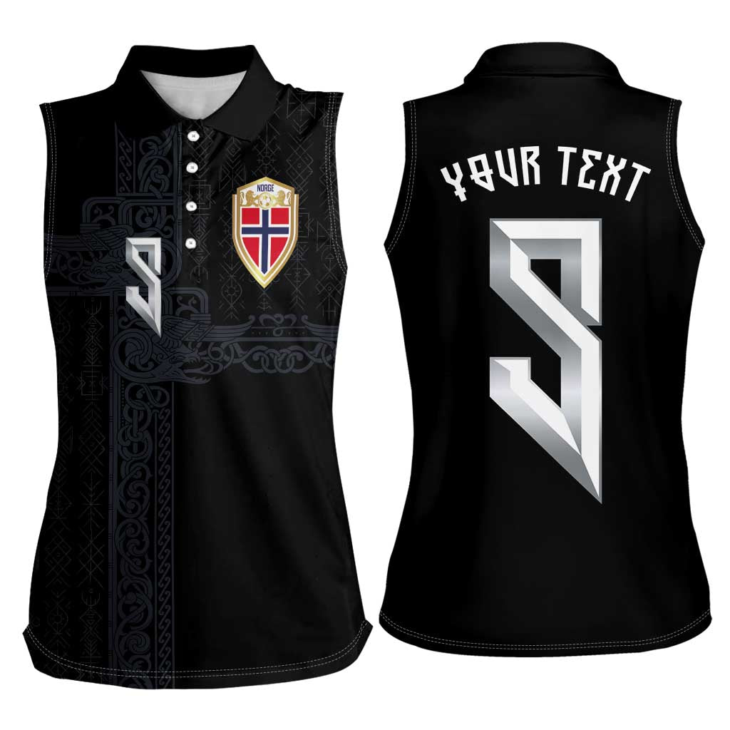 Custom Norwegian Football Women Sleeveless Polo Shirt Norse Inspired Black Color - Wonder Print Shop