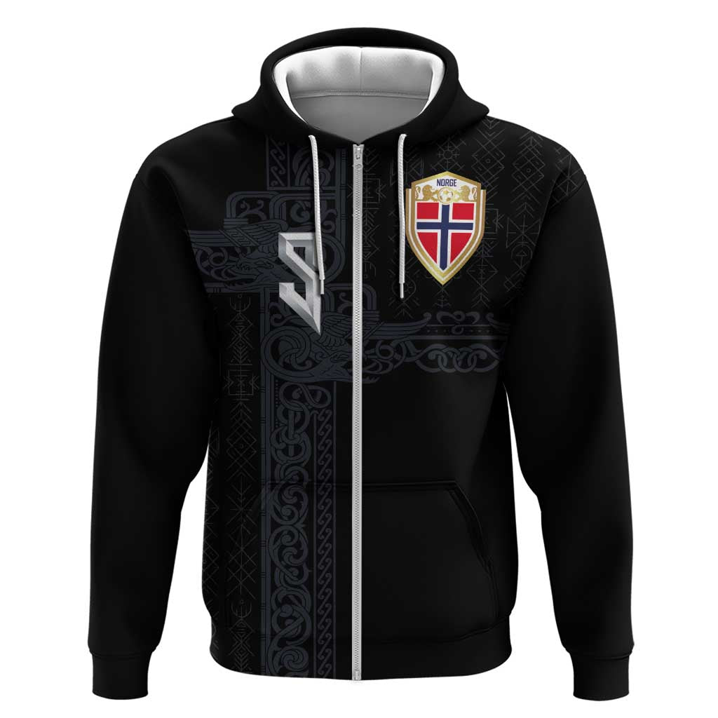 Custom Norwegian Football Zip Hoodie Norse Inspired Black Color - Wonder Print Shop