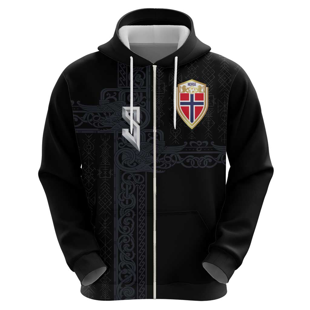 Custom Norwegian Football Zip Hoodie Norse Inspired Black Color - Wonder Print Shop