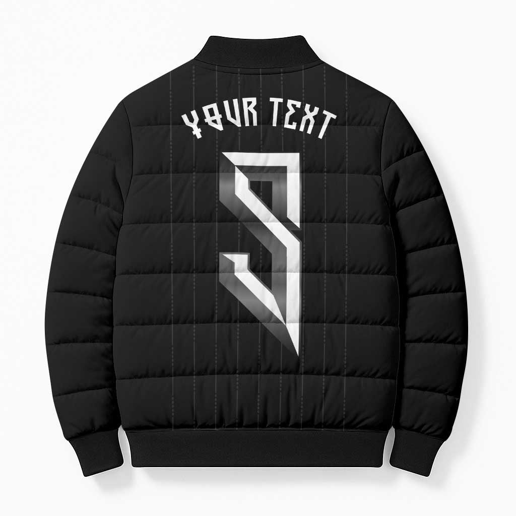 Custom Norwegian Football Bomber Puffer Jacket Runic and Nordic Motifs - Wonder Print Shop