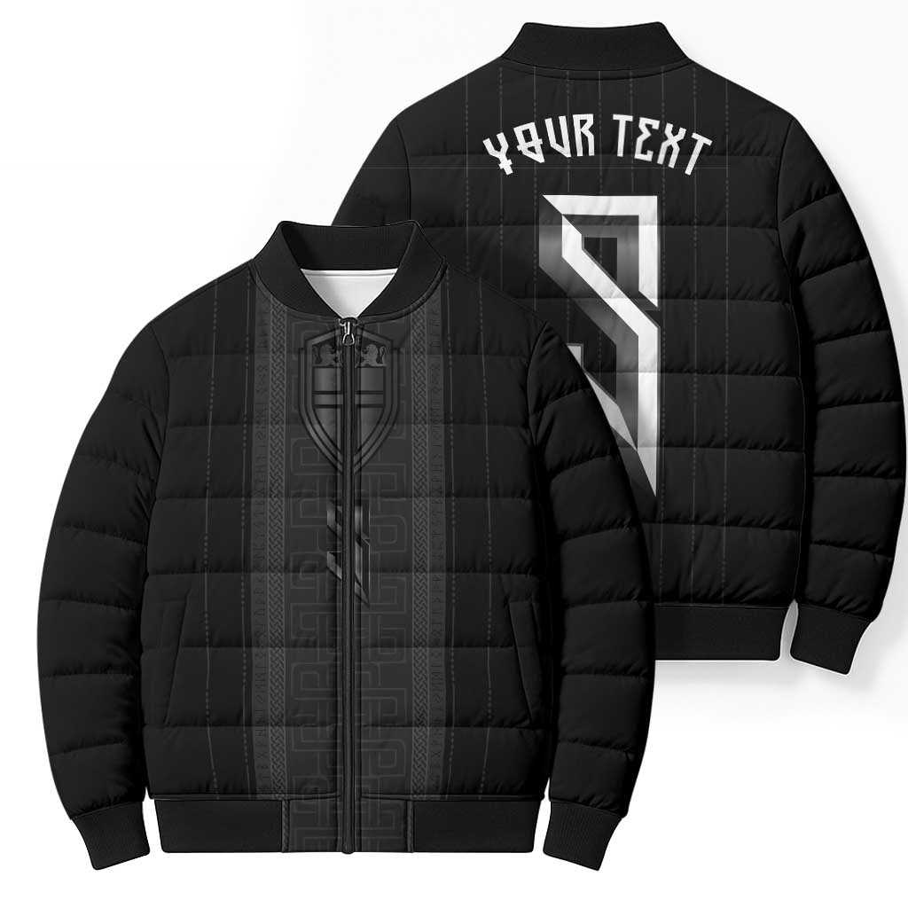 Custom Norwegian Football Bomber Puffer Jacket Runic and Nordic Motifs - Wonder Print Shop