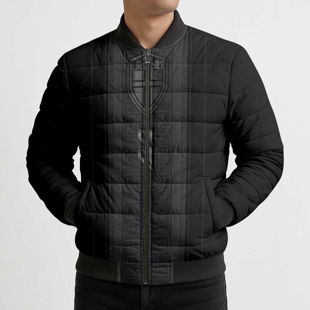 Custom Norwegian Football Bomber Puffer Jacket Runic and Nordic Motifs - Wonder Print Shop
