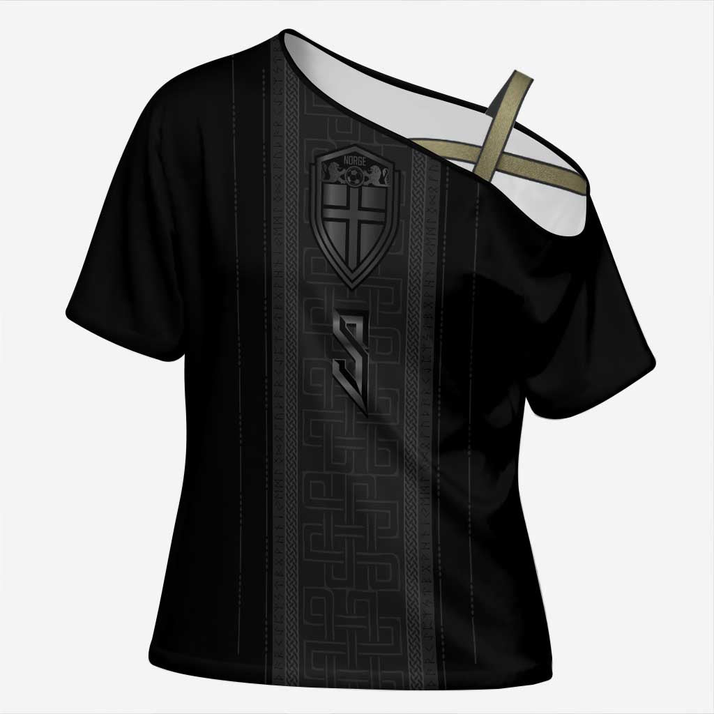 Custom Norwegian Football Cross Shoulder Shirt Runic and Nordic Motifs - Wonder Print Shop