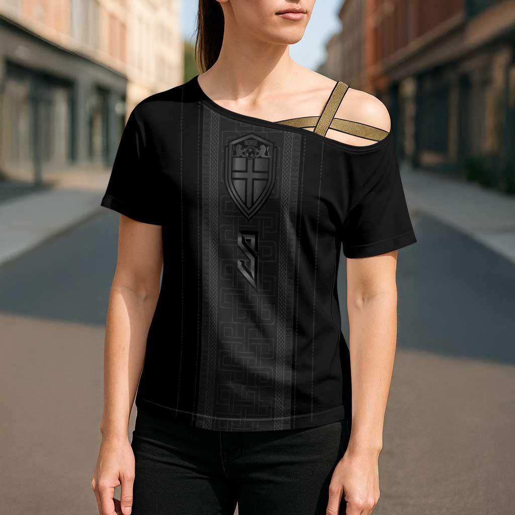 Custom Norwegian Football Cross Shoulder Shirt Runic and Nordic Motifs - Wonder Print Shop