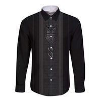 Custom Norwegian Football Long Sleeve Button Shirt Runic and Nordic Motifs - Wonder Print Shop
