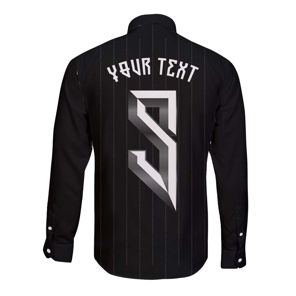 Custom Norwegian Football Long Sleeve Button Shirt Runic and Nordic Motifs - Wonder Print Shop