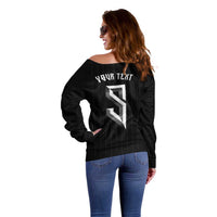 Custom Norwegian Football Off Shoulder Sweater Runic and Nordic Motifs - Wonder Print Shop