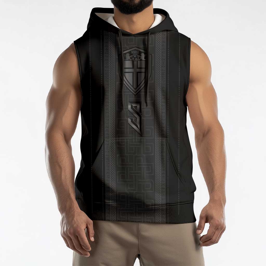Custom Norwegian Football Sleeveless Hoodie Runic and Nordic Motifs - Wonder Print Shop