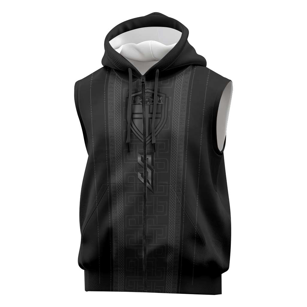 Custom Norwegian Football Sleeveless Zip Hoodie Runic and Nordic Motifs - Wonder Print Shop