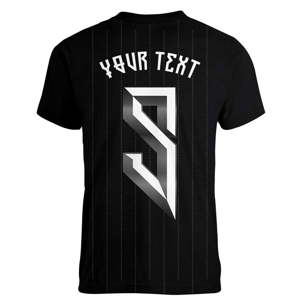 Custom Norwegian Football Women V-Neck T-Shirt Runic and Nordic Motifs - Wonder Print Shop