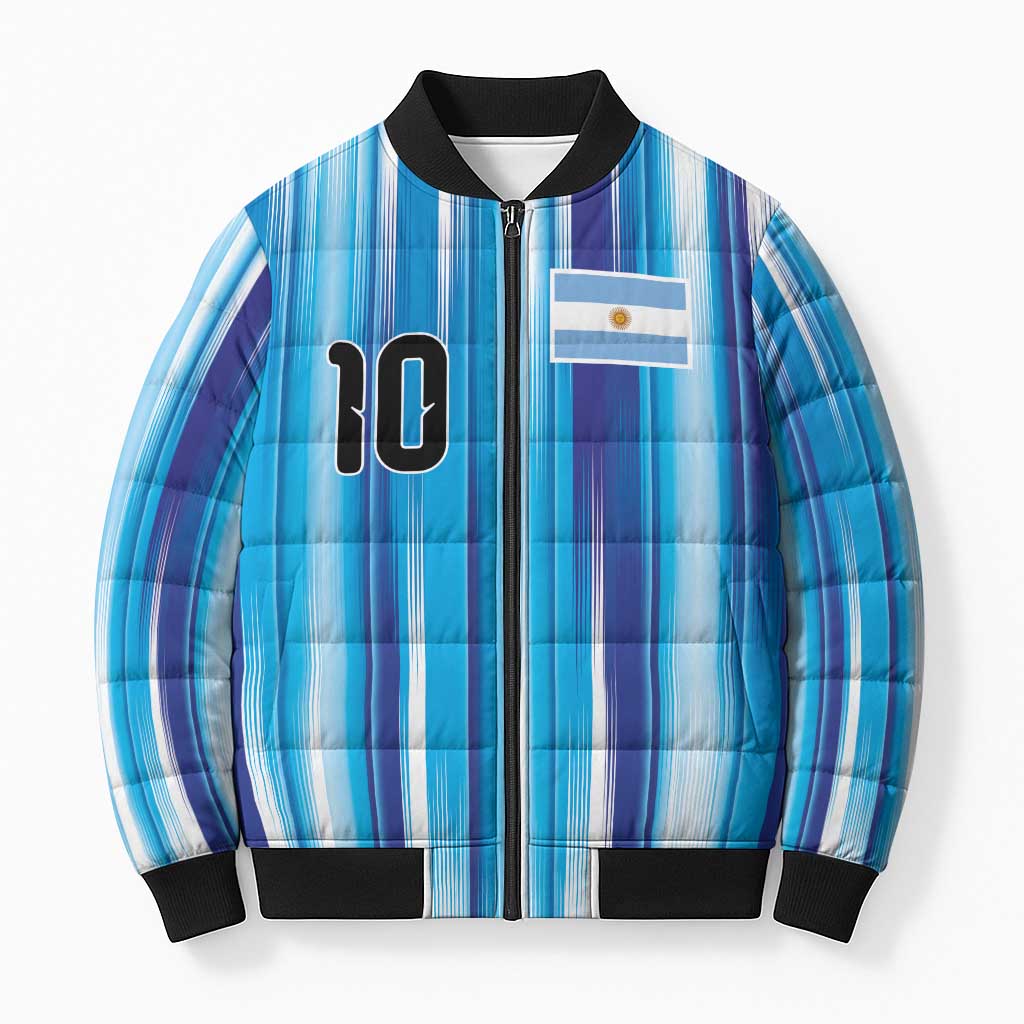 Custom Argentina Football Bomber Puffer Jacket La Albiceleste 2026 - Wonder Print Shop