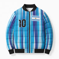 Custom Argentina Football Bomber Puffer Jacket La Albiceleste 2026 - Wonder Print Shop