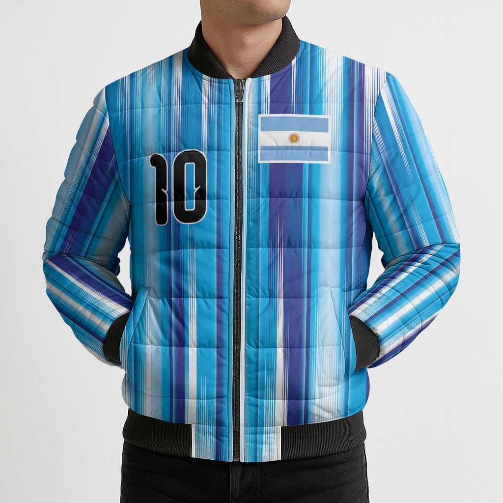 Custom Argentina Football Bomber Puffer Jacket La Albiceleste 2026 - Wonder Print Shop