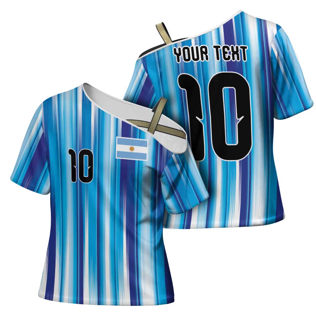 Custom Argentina Football Cross Shoulder Shirt La Albiceleste 2026 - Wonder Print Shop