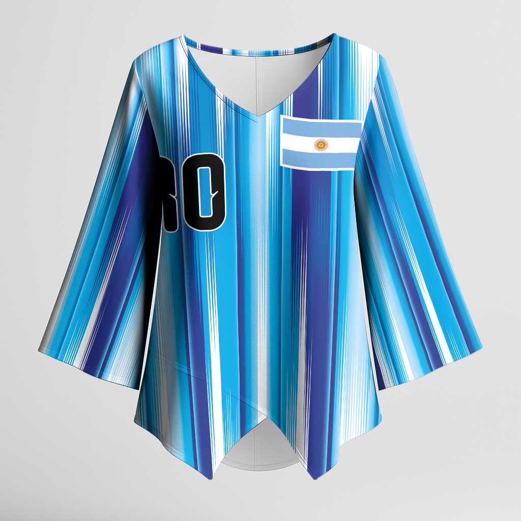 Custom Argentina Football Kimono Sleeve Blouse La Albiceleste 2026 - Wonder Print Shop