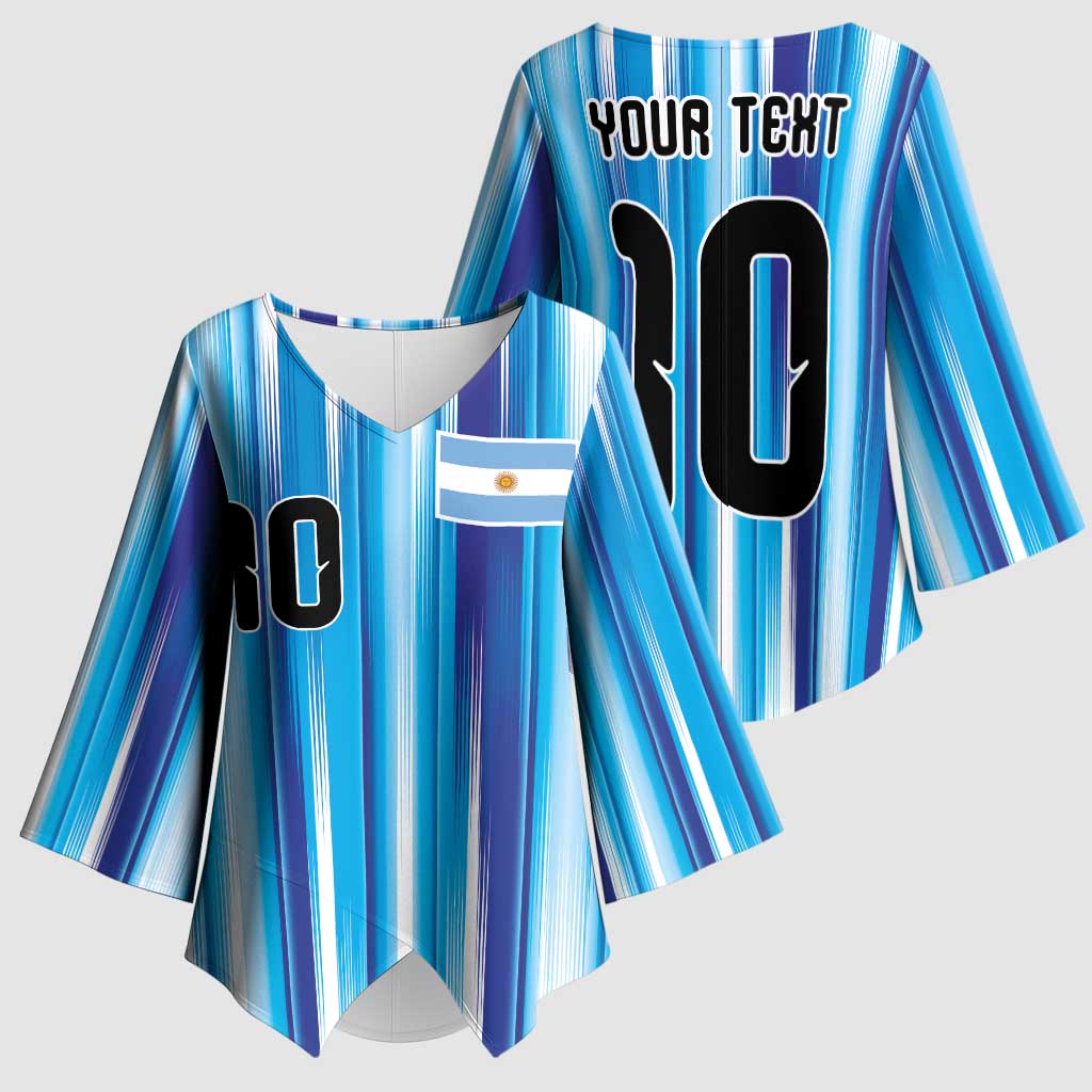 Custom Argentina Football Kimono Sleeve Blouse La Albiceleste 2026 - Wonder Print Shop